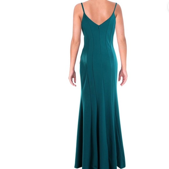 Jump Apparel Women's Junior's Jade Double V Scuba Fitted Formal Trumpet Dress - Picture 4 of 6